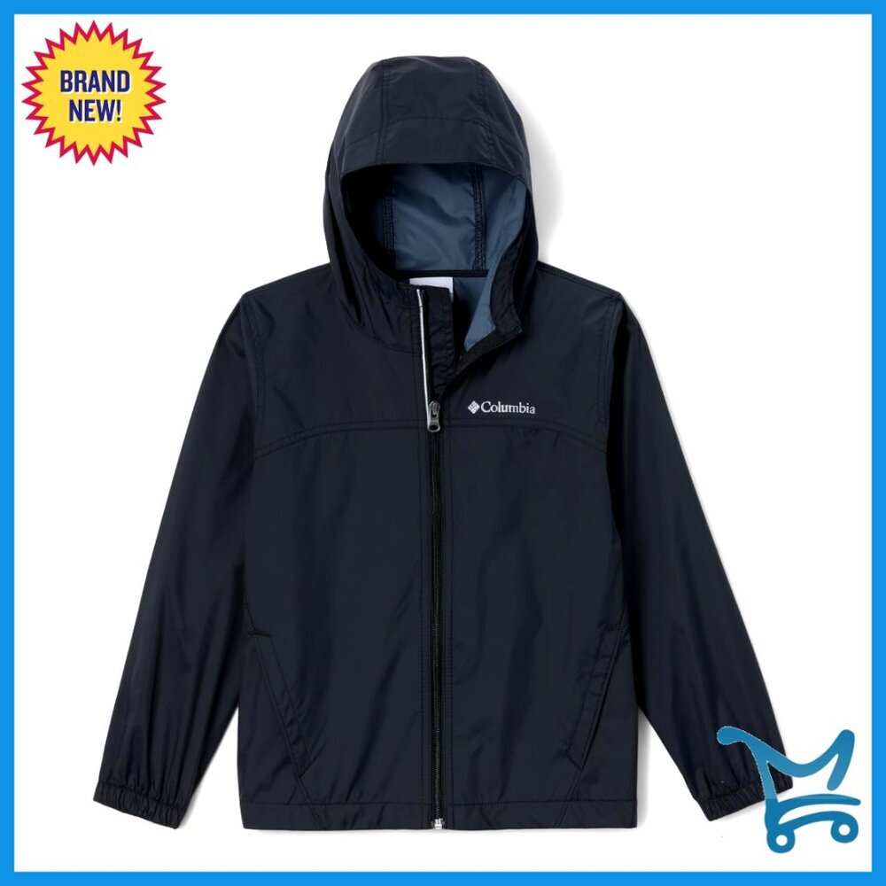 Boys Waterproof Rain Jacket Lightweight Nylon Hooded Wind Resistant